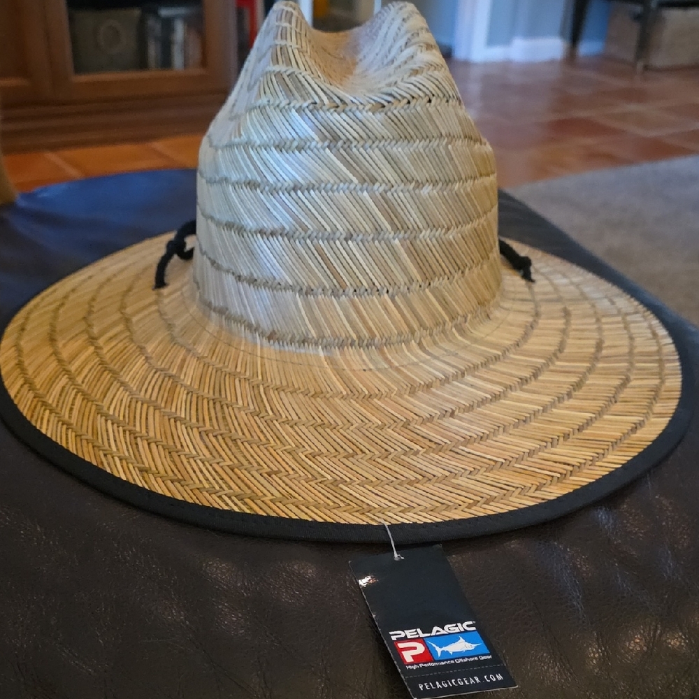 Pelagic Natural Straw Hat with Black Trim New With Tags. 2 For Sale $18 each